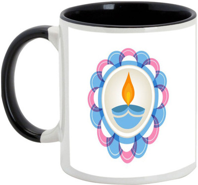 

AllUPrints Gifts For Deepawali - Vibrant Glowing Diwali To All Ceramic Mug(325 ml), Black