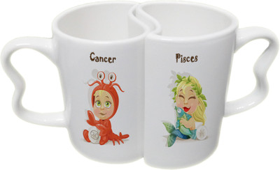 

Ucard Cancer and Pisces Zodiac Sign Valentines Day Couple Bone China, Ceramic, Porcelain Mug(325 ml), Multicolor