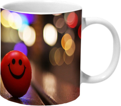 

Mooch Wale Happy Face Ceramic Mug(325 ml), Multicolor