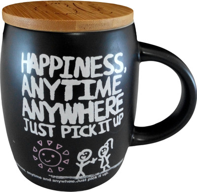 

GeekGoodies Black Large Coffee Happiness Ceramic Mug(400 ml)