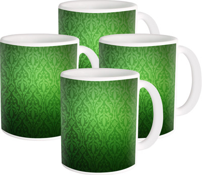 

Heyworlds Gifts for pattern Design set of six 112 Ceramic Mug(325 ml, Pack of 4), Multicolor