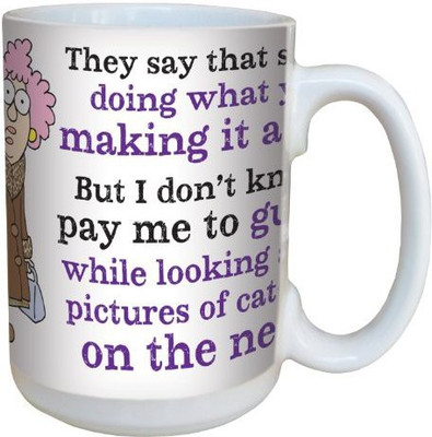 

Tree-Free Greetings Greetings lm43859 Hilarious Aunty Acid Do What you Love by The Backland Studio Ceramic, 15-Ounce Ceramic Mug(60 ml), Multicolor