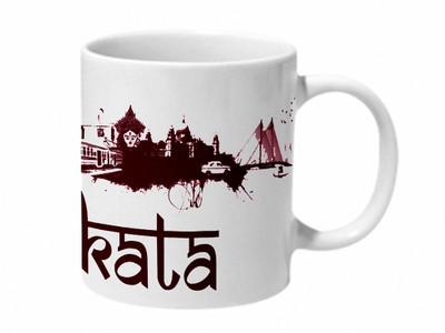 

Mooch Wale Kolkata Art Ceramic Mug(325 ml), Multicolor