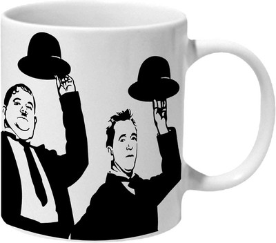 

Mooch Wale Laurel & Hardy Black And White Ceramic Mug(325 ml), Multicolor