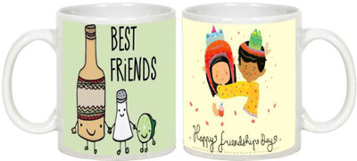 

AllUPrints Friendship Day Gifts - Gift For Friend (Design 23) Ceramic Mug(325 ml, Pack of 2), White
