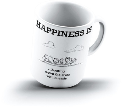 

Ucard Happiness Is1464 Bone China, Ceramic, Porcelain Mug(325 ml), Multicolor