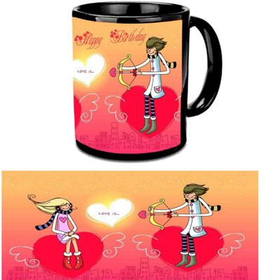 

Raj Laxmi Happy B'day My Love Black Ceramic Mug(3.5 ml)