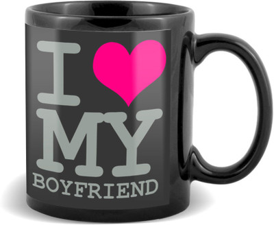 

SKY TRENDS I Love My BoyFriend With Romantic Pink Color Heart Best Gifts For Birthday And Anniversary Black Coffee Ceramic Mug(320 ml)