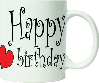 

Maison N Mode Happy Birth Day Heart Coffee Ceramic Mug(330 ml), Multicolor