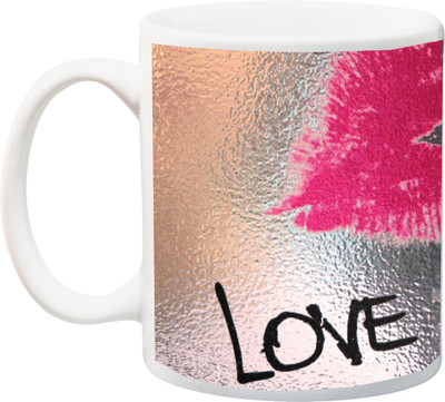 

ME&YOU Gift for Husband/Wife/Boyfriend/Girlfriend/lover;Lips Love You Printed Ceramic Mug(325 ml), Multicolor
