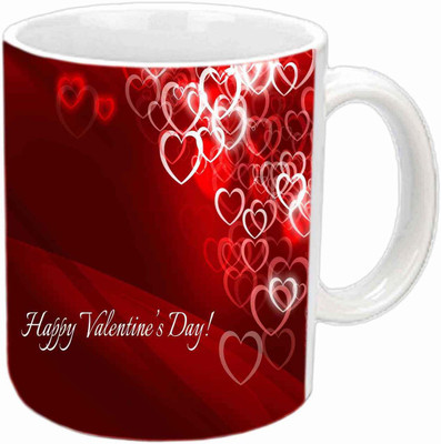 

Raj Laxmi Hearts rings valentine white Ceramic Mug(373 ml)