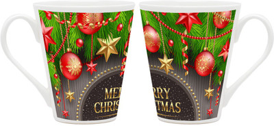 

Homesogood Unique Christmas Decoration Ceramic Mug(355 ml, Pack of 2)