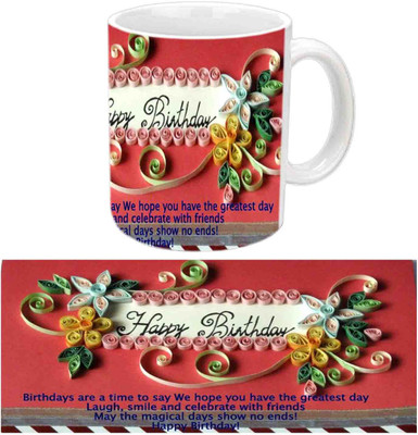 

Raj Laxmi Happy B'day With Unique Design White Ceramic Ceramic Mug(3.5 ml)