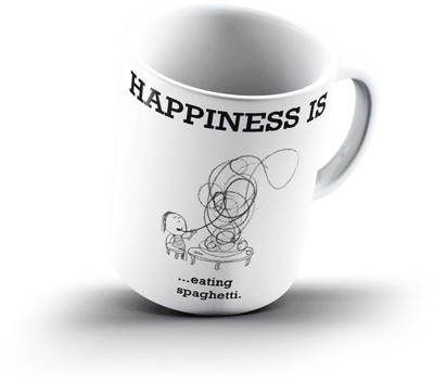 

Ucard Happiness Is2155 Bone China, Ceramic, Porcelain Mug(325 ml), Multicolor