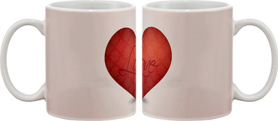 

Artifa Heart Love Porcelain, Ceramic Mug(350 ml), Multicolor