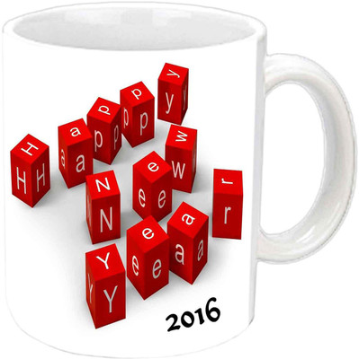 

Raj Laxmi Red blocks new year black Ceramic Mug(350 ml)