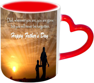 

Raj Laxmi Happy Fathers Day With Lovely Sunset View Red Heart Handle Ceramic Mug(350 ml)