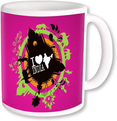 PhotogiftsIndia I Love India Ceramic Mug(325 ml), Multicolor