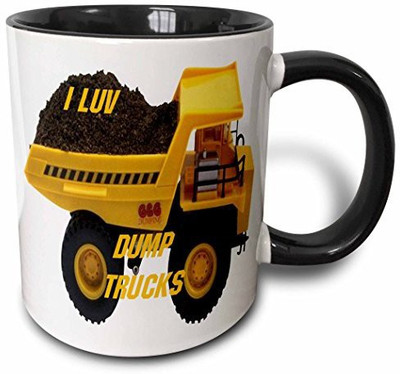 

3dRose Dump Truck Two Tone Black, 11 oz, Black/White Ceramic Mug(60 ml), Multicolor