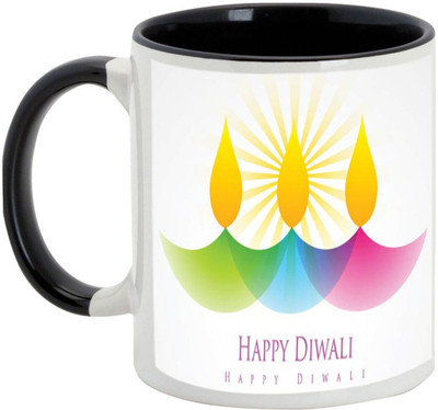 

AllUPrints Gifts For Diwali - Happy Deepawali To Everyone Ceramic Mug(325 ml), Black