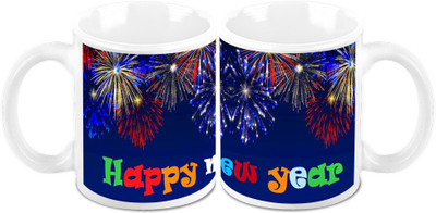

Homesogood Have A Colorful New Year (Set Of 2) Ceramic Mug(325 ml, Pack of 2)