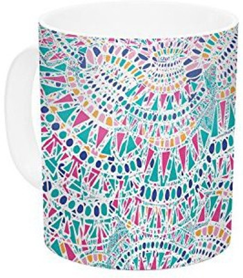 

Kess InHouse InHouse Miranda Mol Kaleidoscopic White Aqua Abstract Ceramic Coffee, 11 oz, Multicolor Ceramic Mug(60 ml)