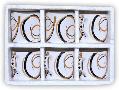 

Pearl Love Bone China(White, Gold, Black, Pack of 6)