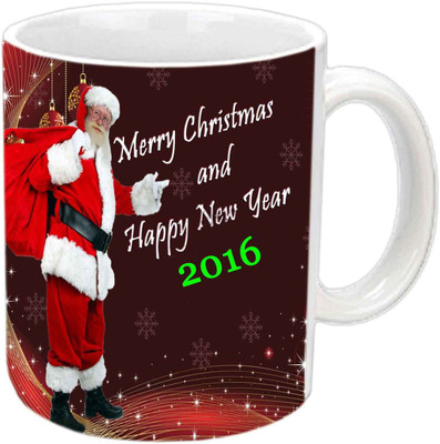 

Raj Laxmi Santa wishing new year white Ceramic Mug(350 ml)