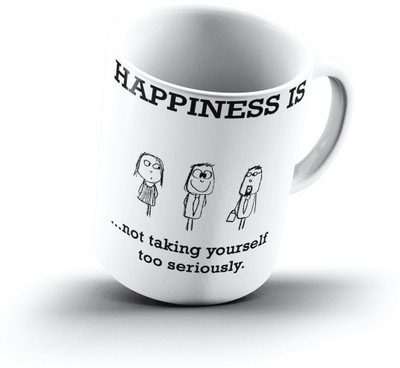 

Ucard Happiness Is2343 Bone China, Ceramic, Porcelain Mug(325 ml), Multicolor