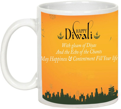 

AllUPrints Gifts For Diwali - Good Wishes On Deepawali Ceramic Mug(325 ml), White