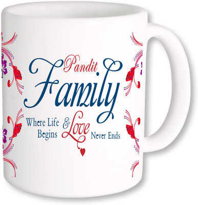 PhotogiftsIndia Pandit Family Ceramic Mug(325 ml), Multicolor