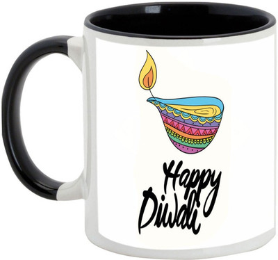 

AllUPrints Gifts For Deepawali - Happy Diwali Decoration Ceramic Mug(325 ml), Black