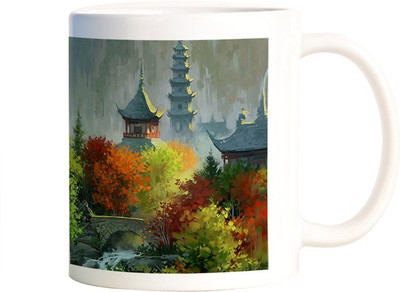

Rangeele Inkers Japanese Paintings Ceramic Mug(300 ml), Multicolor