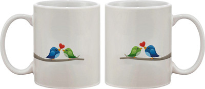 

Artifa Birds In Love Porcelain, Ceramic Mug(350 ml), Multicolor