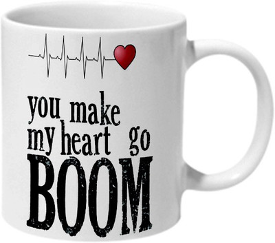 

Mooch Wale You Make My Heart Go Boom Ceramic Mug(325 ml), Multicolor