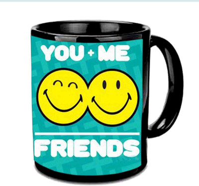

Raj Laxmi Friendship Smiley Emotions Black Ceramic Ceramic Mug(3.5 ml)