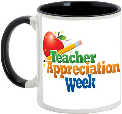 

AllUPrints Appreciate Your Teacher Ceramic Mug(325 ml), Black