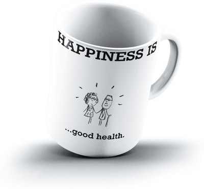 

Ucard Happiness Is2337 Bone China, Ceramic, Porcelain Mug(325 ml), Multicolor