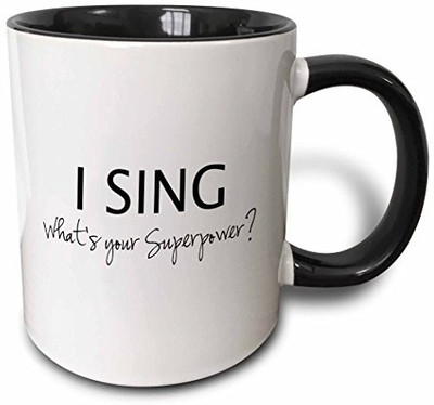 

3dRose I Sing What's Your Superpower Funny Singing Love Gift for Singers Two Tone Black, 11 oz, Black/White Ceramic Mug(60 ml), Multicolor
