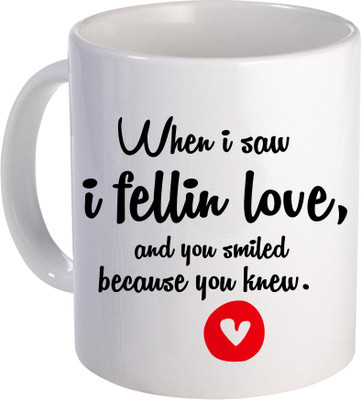 

SKY TRENDS Can't Help Falling in Love mug Best Gift for Valentine's Day, Her, Girlfriend,boy friend,husband, Wife,Birthday, Anniversary,Christmas or Any Holidays Design 058 Ceramic Mug(320 ml), Blue;white