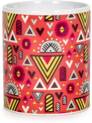 

Chumbak Tribal Triangles Ceramic Mug(300 ml), Multicolor