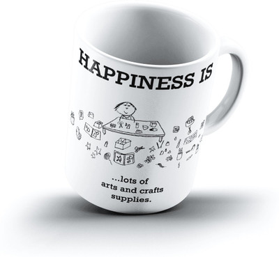 

Ucard Happiness Is1546 Bone China, Ceramic, Porcelain Mug(325 ml), Multicolor