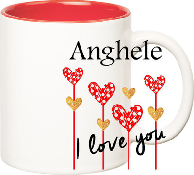 

Huppme I Love You Anghele Inner Red (350 ml) Ceramic Mug(350 ml), Red;white