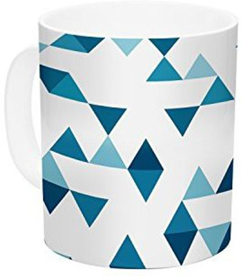 

Kess InHouse InHouse Project M Triangles Blue Navy White Ceramic Coffee, 11 oz, Multicolor Ceramic Mug(60 ml)