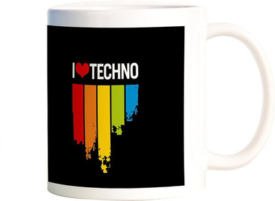 

Rangeele Inkers I Love techno Ceramic Mug(300 ml), Multicolor