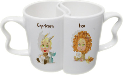 

Ucard Capricorn and Leo Zodiac Sign Couple Bone China, Ceramic, Porcelain Mug(325 ml), Multicolor