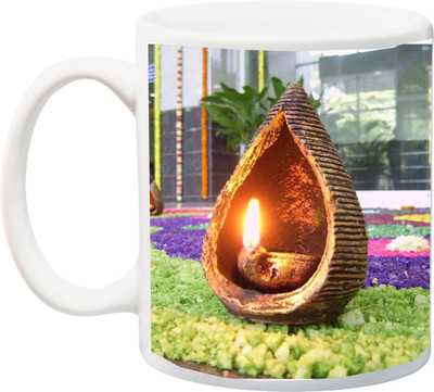 

ME&YOU Shubh Deepwali Greetings;Unique Diwali Gifting Item Coffee Ceramic Mug(325 ml), Multicolor