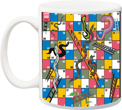 

ME&YOU Snake and Ladder Printed Ceramic Mug(325 ml), Multicolor