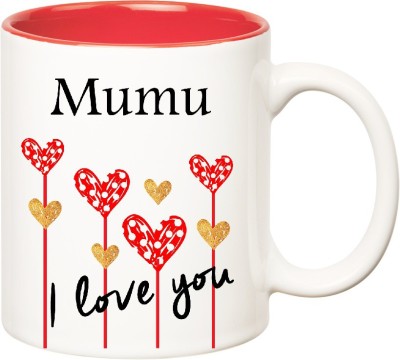 

Huppme I Love You Mumu Inner Red (350 ml) Ceramic Mug(350 ml), Red;white