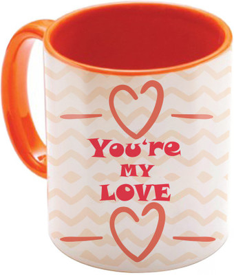 

SKY TRENDS Valentine Gift for Girlfriend Love Printed I Love U Forever Perfect for Her Him Wife Fiance Anniversary And Birthday STGD131 Ceramic Mug(325 ml), Orange